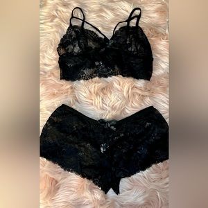 All black 2 piece lingerie set